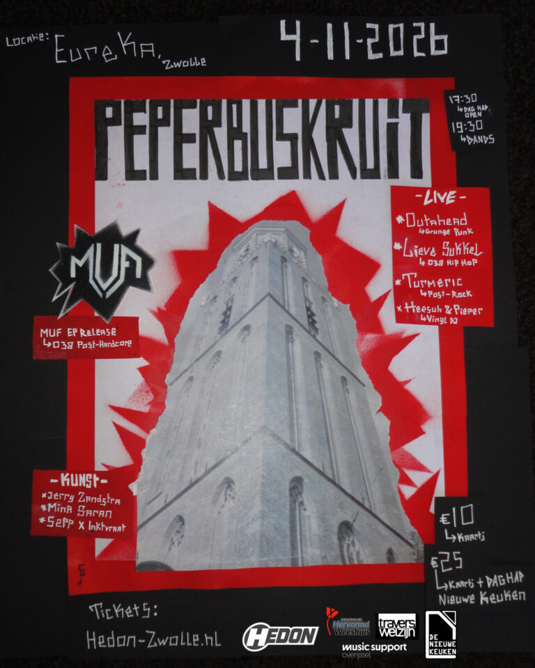 Peperbuskruit: Muf – Turmeric – Outahead (in Eureka Assendorperplein) — muziek in Overijssel