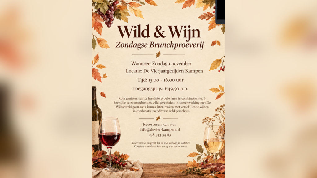 Wild- en wijnproeverij in Kampen
